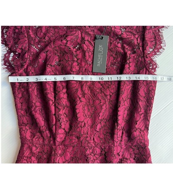 RACHEL ZOE Maroon Lace Formal Suzette Dress, Size 6 - Picture 10 of 12